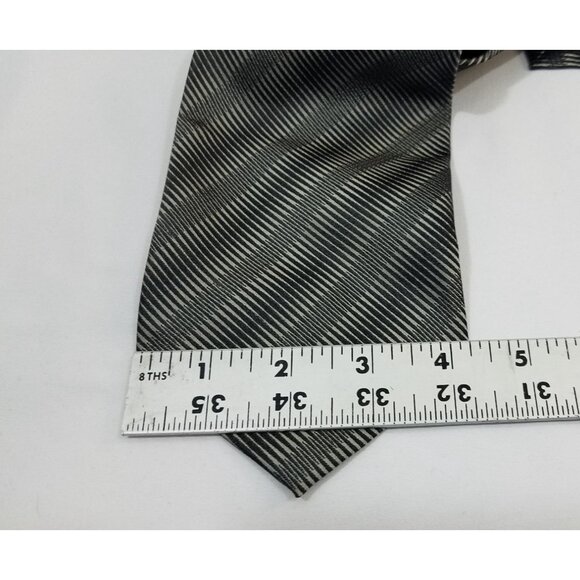 Louis Roth Mens Necktie Gray Black Striped Silk Tie Made in Korea - Picture 8 of 9